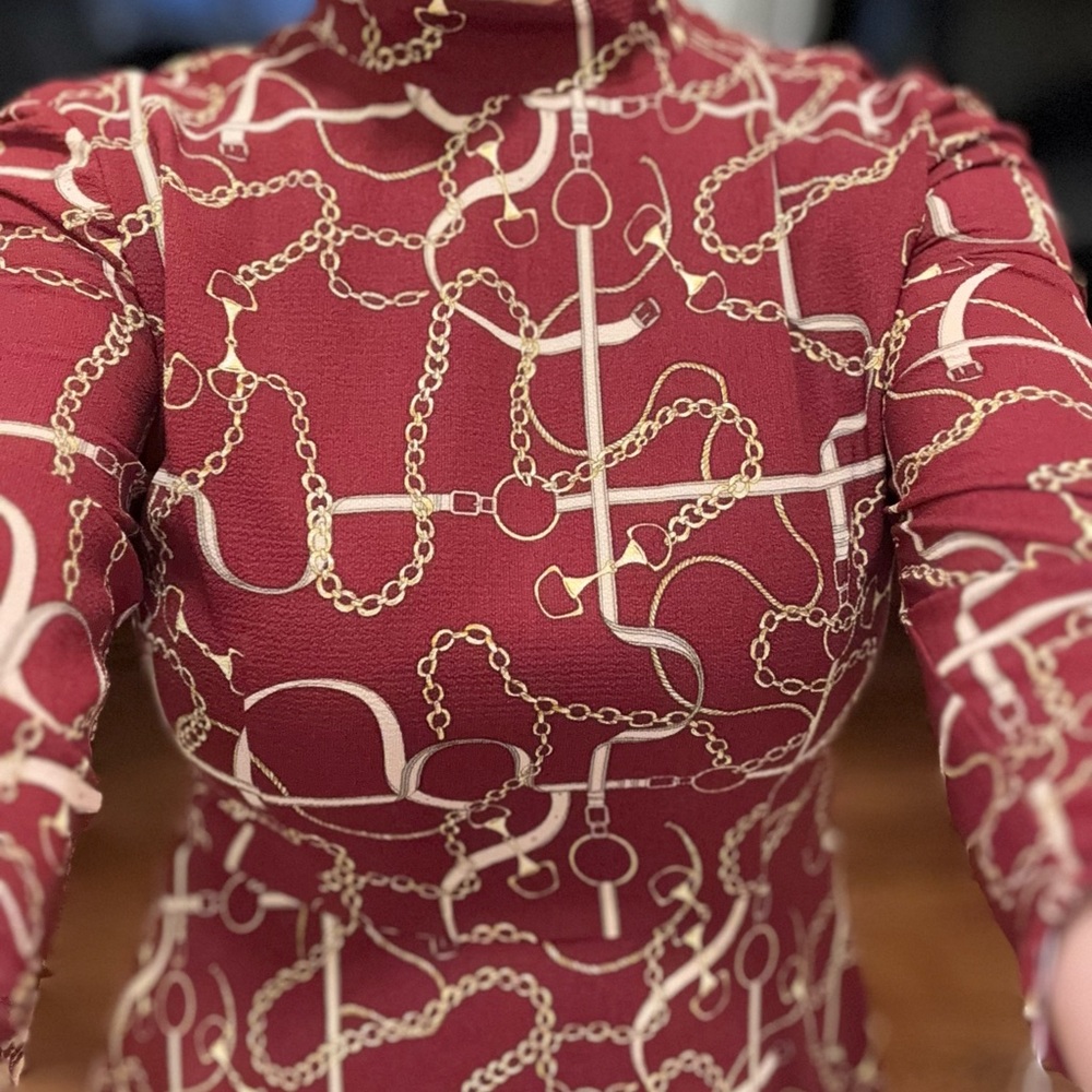 Donna Morgan Red Chain Print Dress